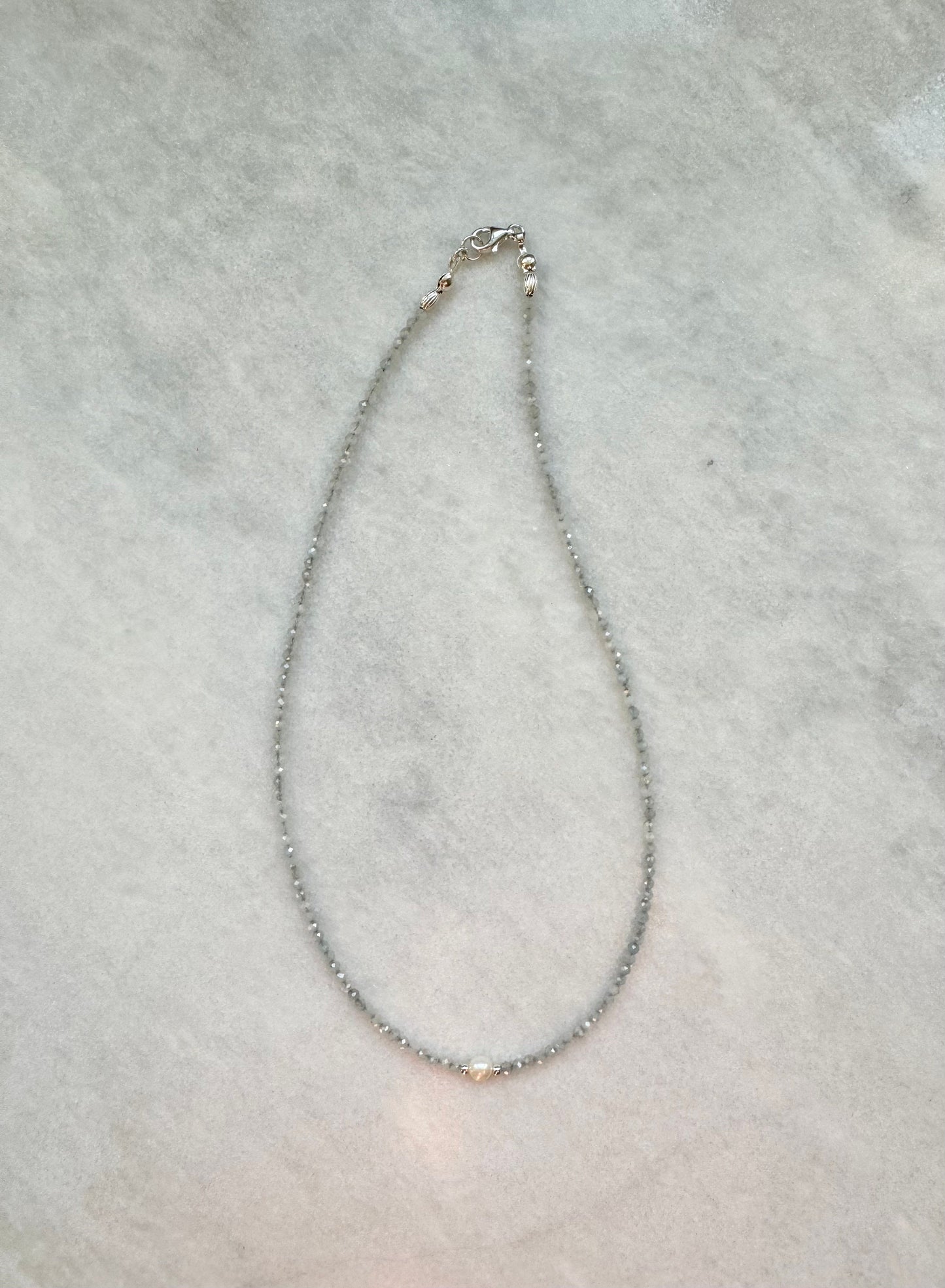 Dainty Aquamarine Silver Necklace