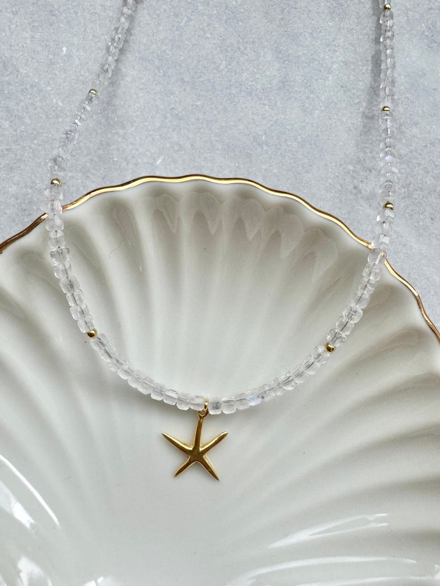 Moonstone Ocean Sparkle Necklace / Gold Vermeil