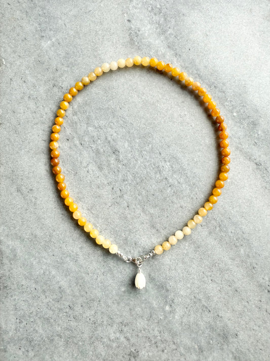Yellow Quartz Beaded Necklace