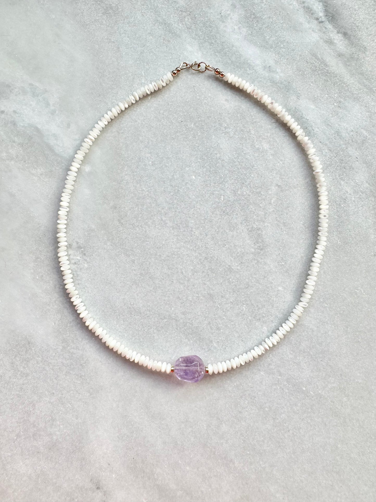 Mother of Pearl & Amethyst Necklace