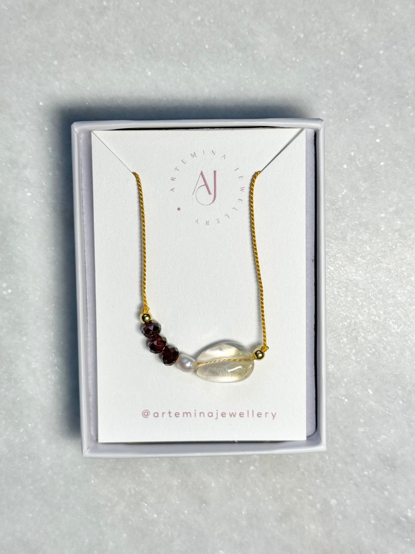 Citrine & Garnet Pendant Necklace - July Birthstone