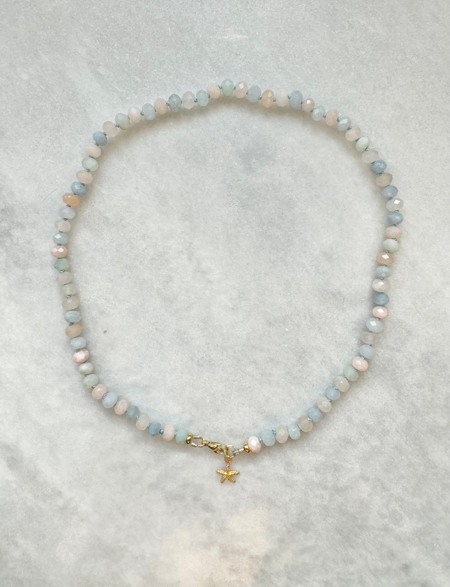 Morganite & Aquamarine Hand Knotted Necklace