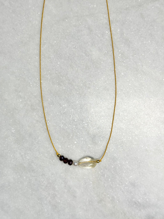 Citrine & Garnet Pendant Necklace - July Birthstone