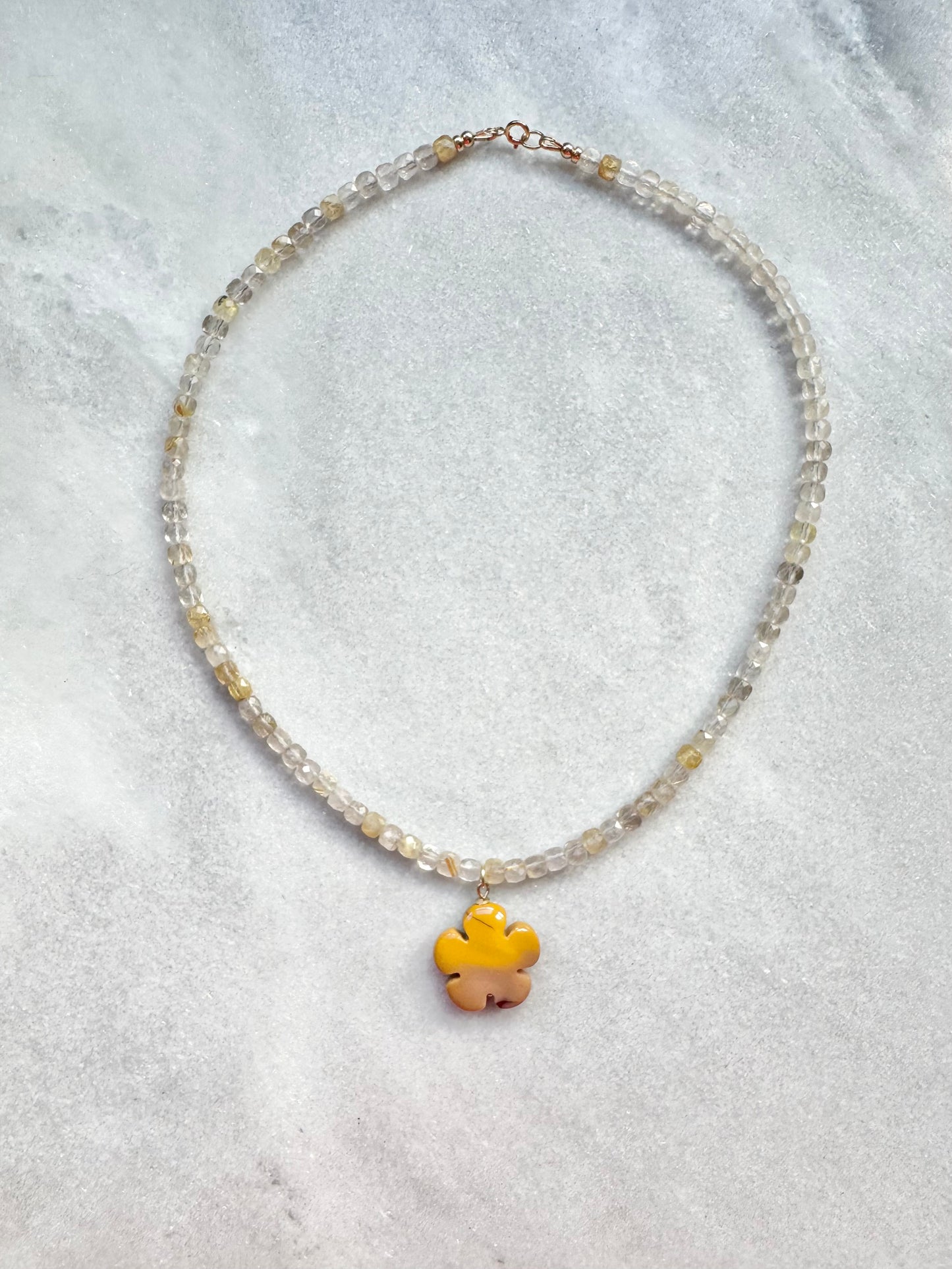 Rutilated Quartz Flower Necklace