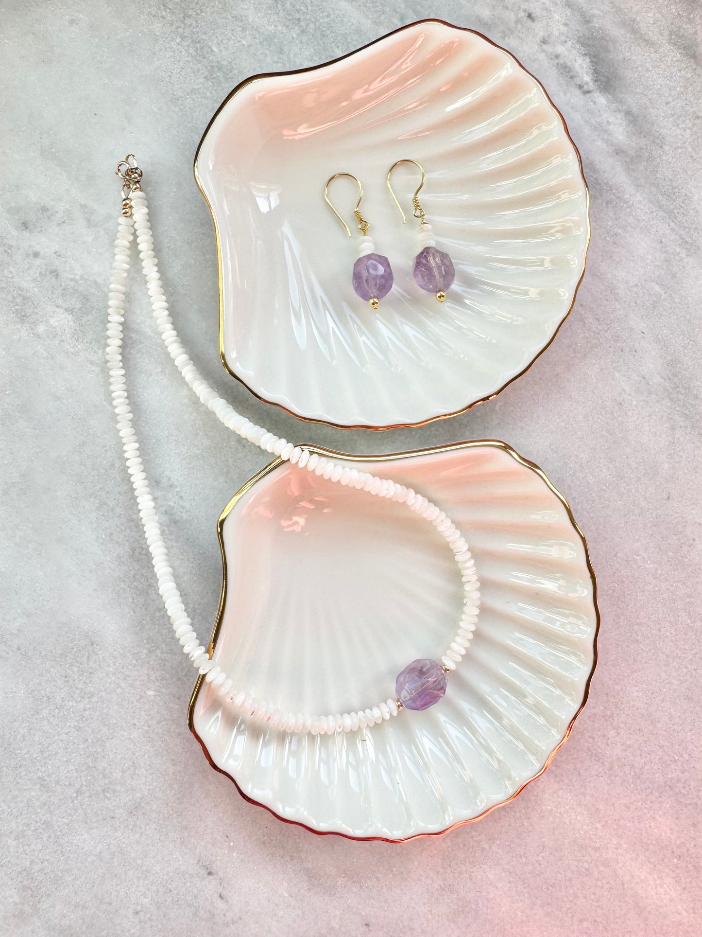 Mother of Pearl & Amethyst Necklace