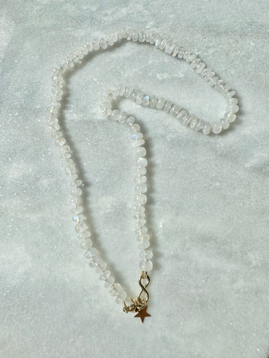 Moonstone Ocean Sparkle Hand Knotted Necklace