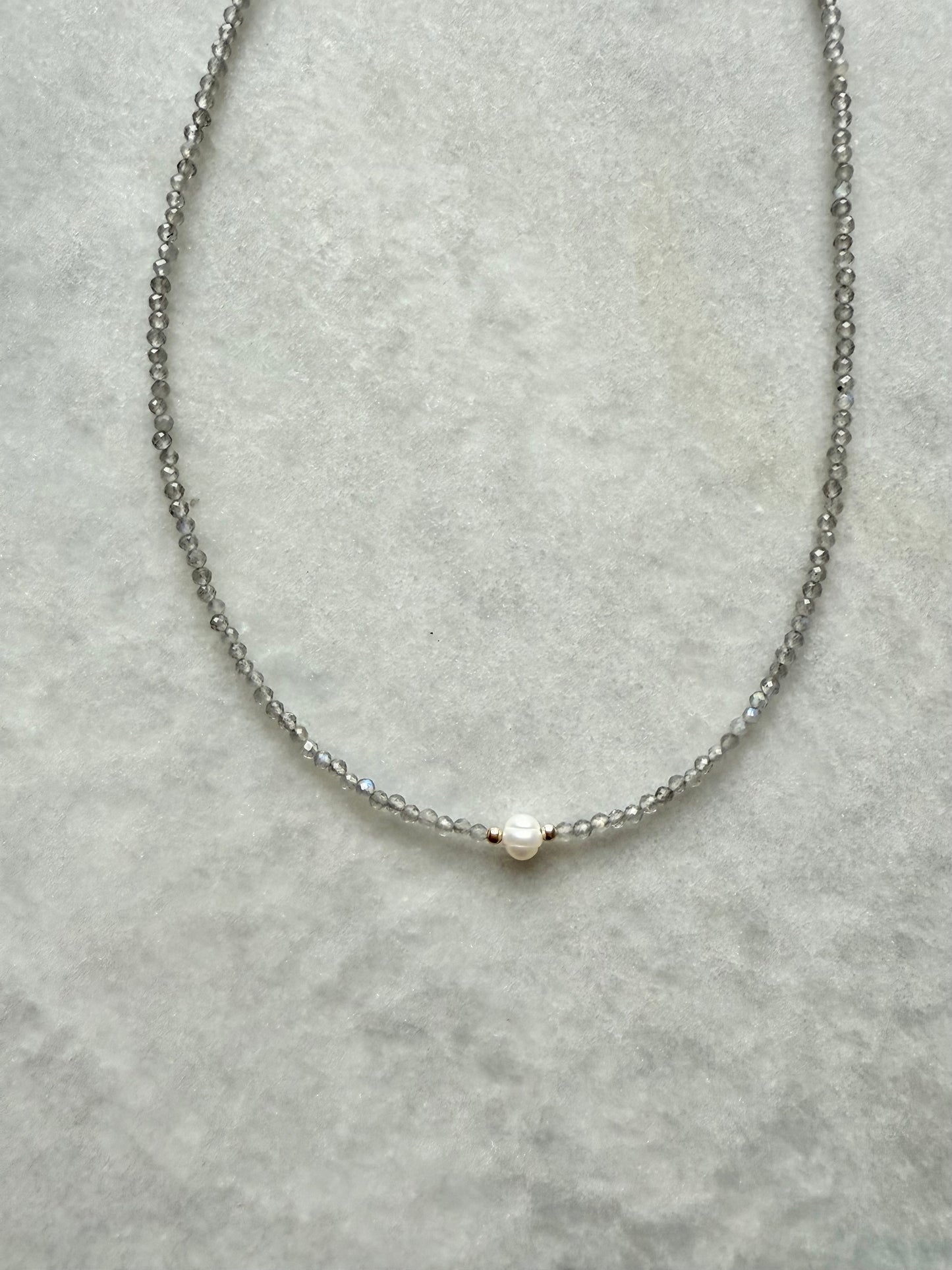 Dainty Labradorite Silver Necklace