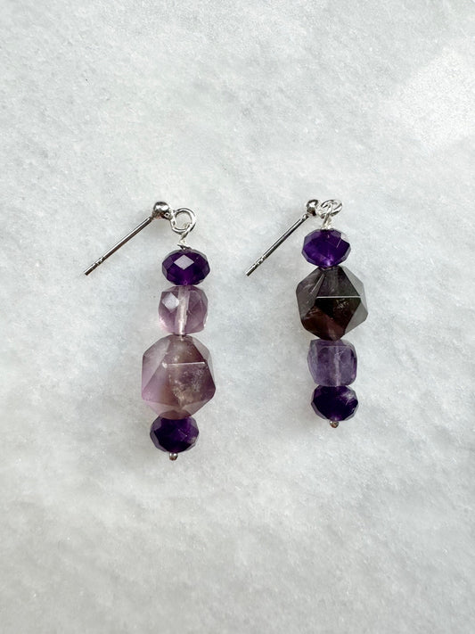 Purple Gemstone Drop Earrings