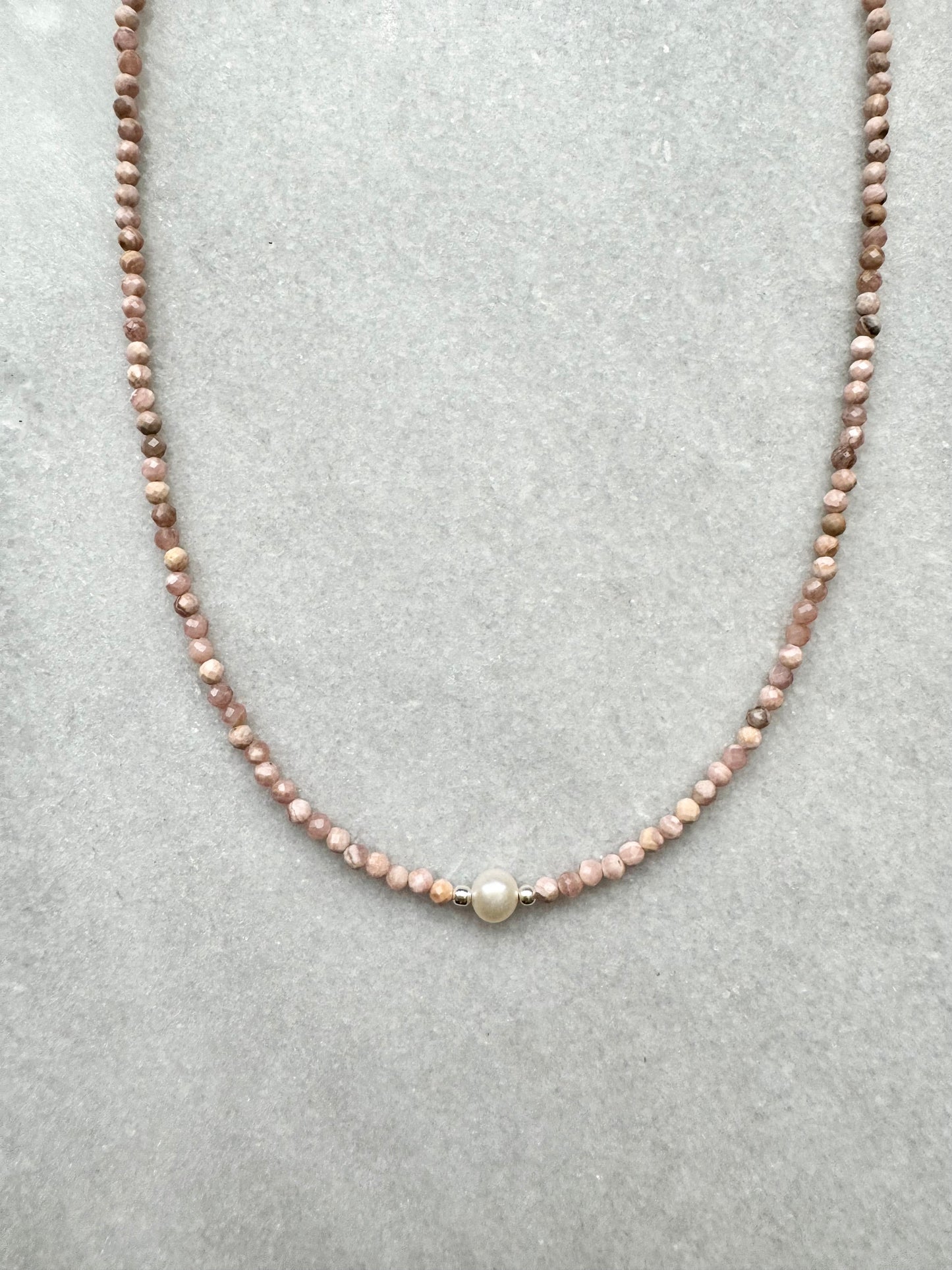 Dainty Rhodochrosite Silver Necklace