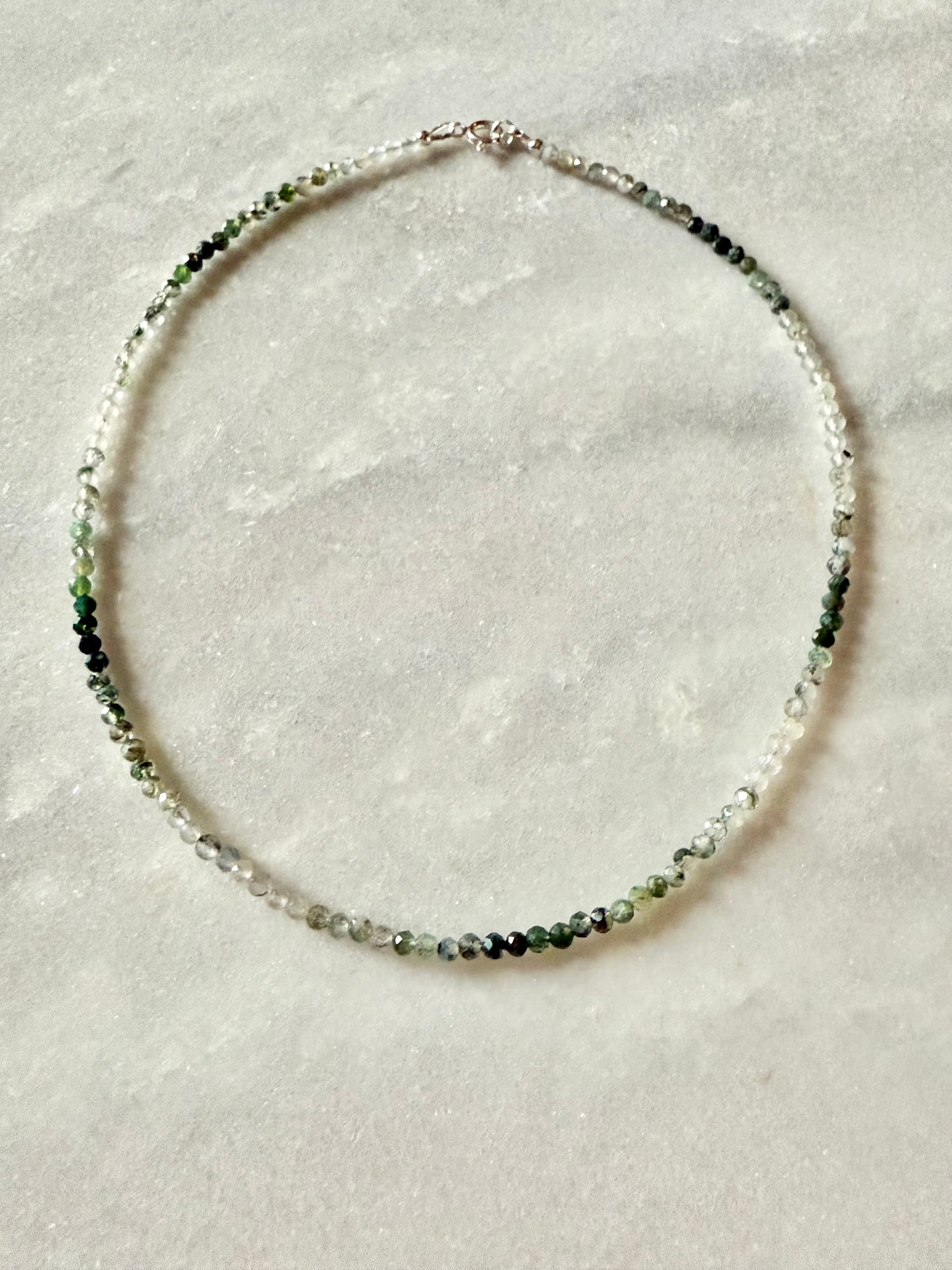 Dainty Moss Agate Silver Necklace