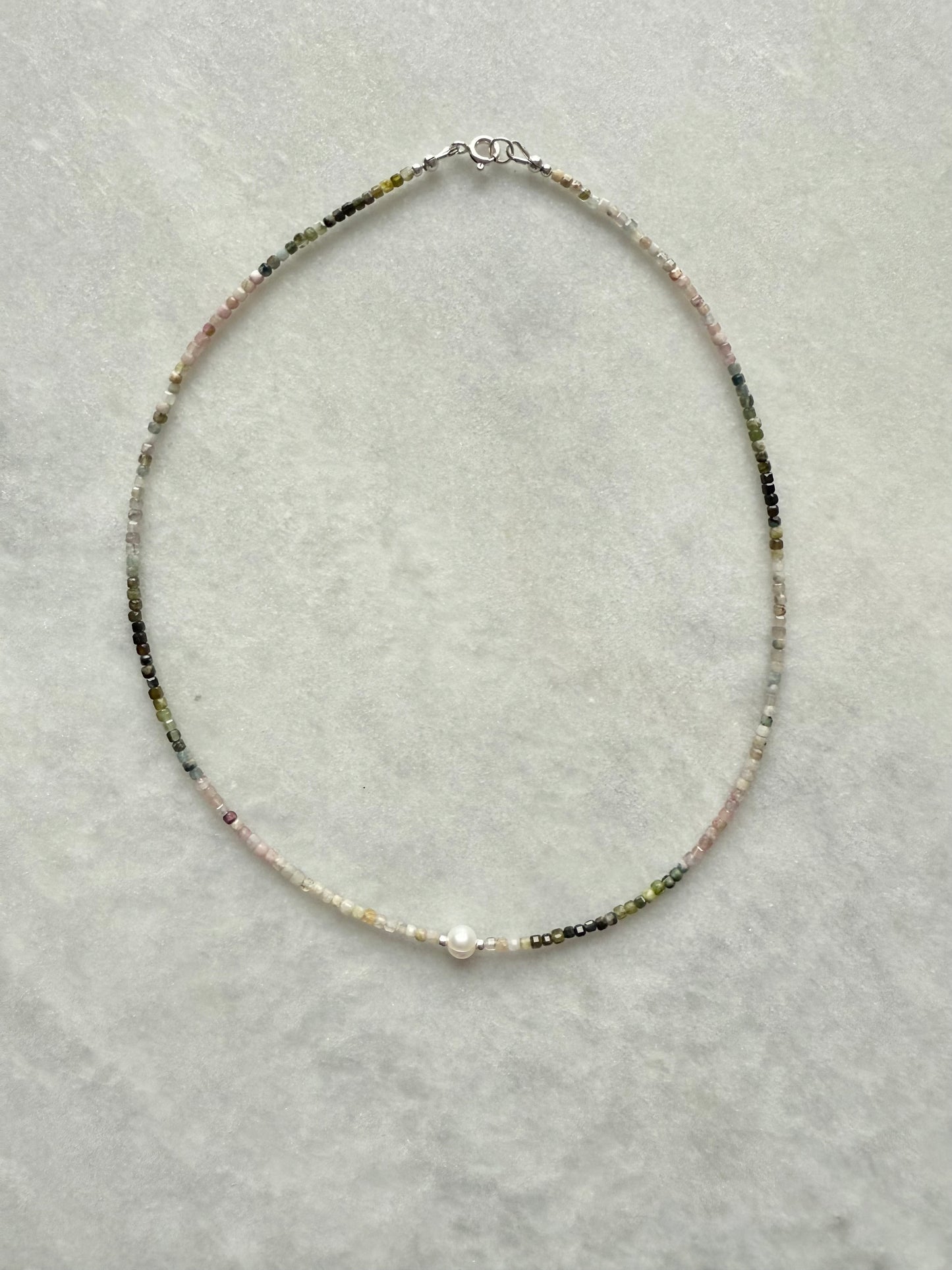 Watermelon Tourmaline Silver Necklace