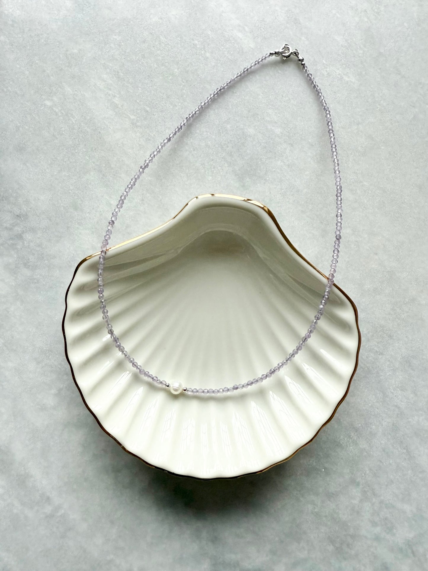 Dainty Amethyst Silver Necklace