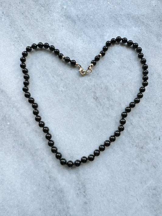 Black Tourmaline Hand Knotted Necklace