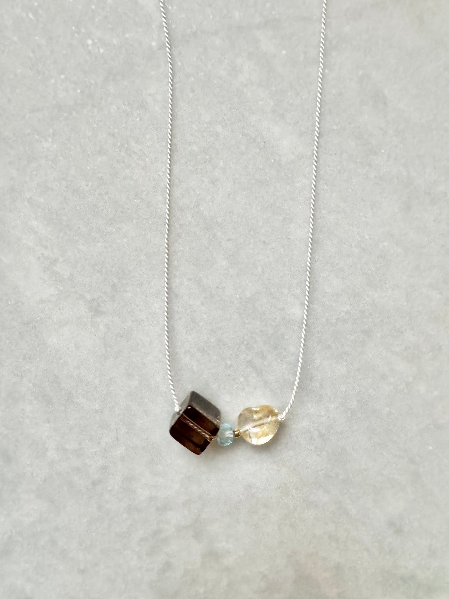 Smoky Quartz & Citrine Pendant Necklace - November Birthstone