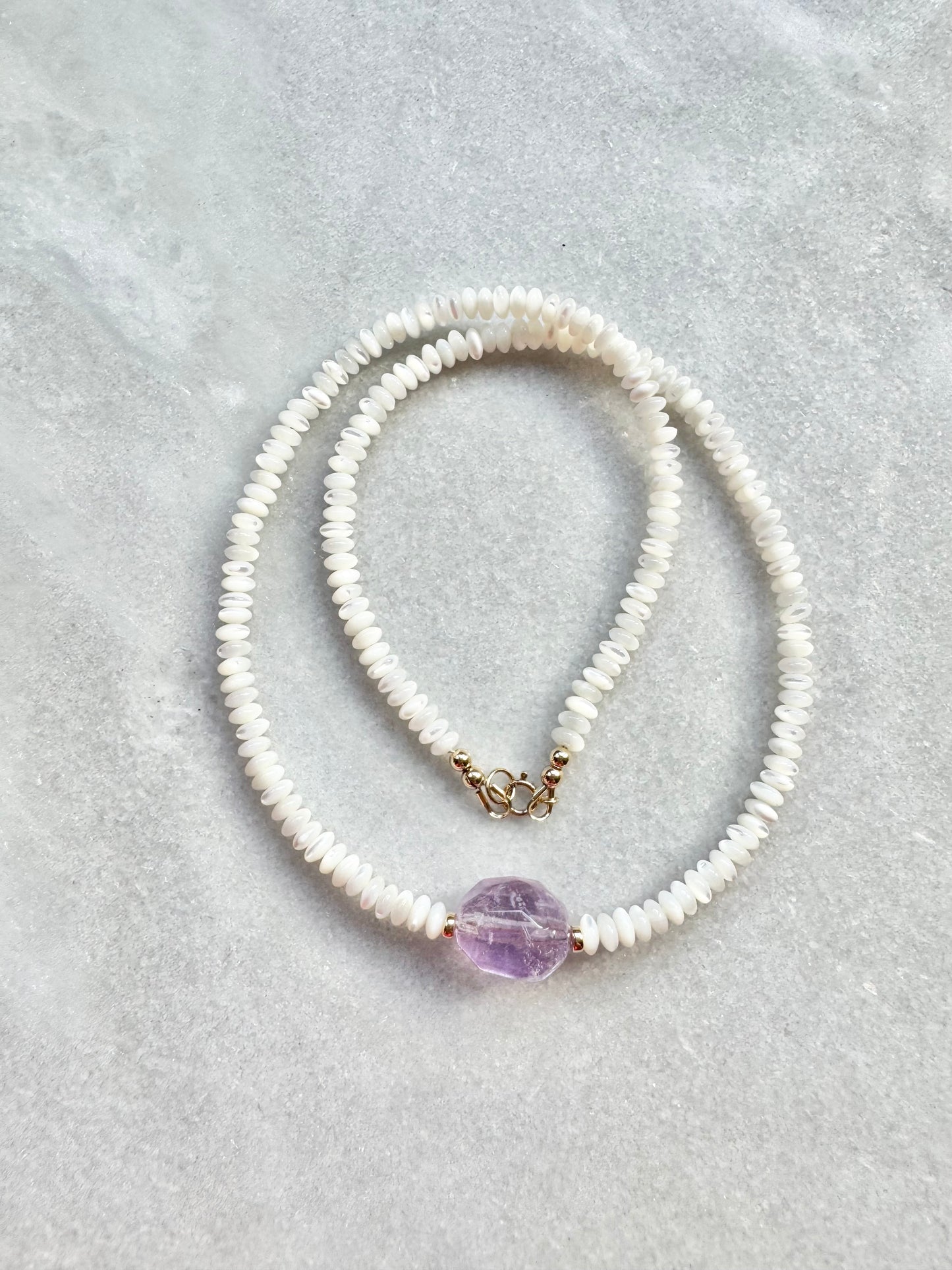 Mother of Pearl & Amethyst Necklace