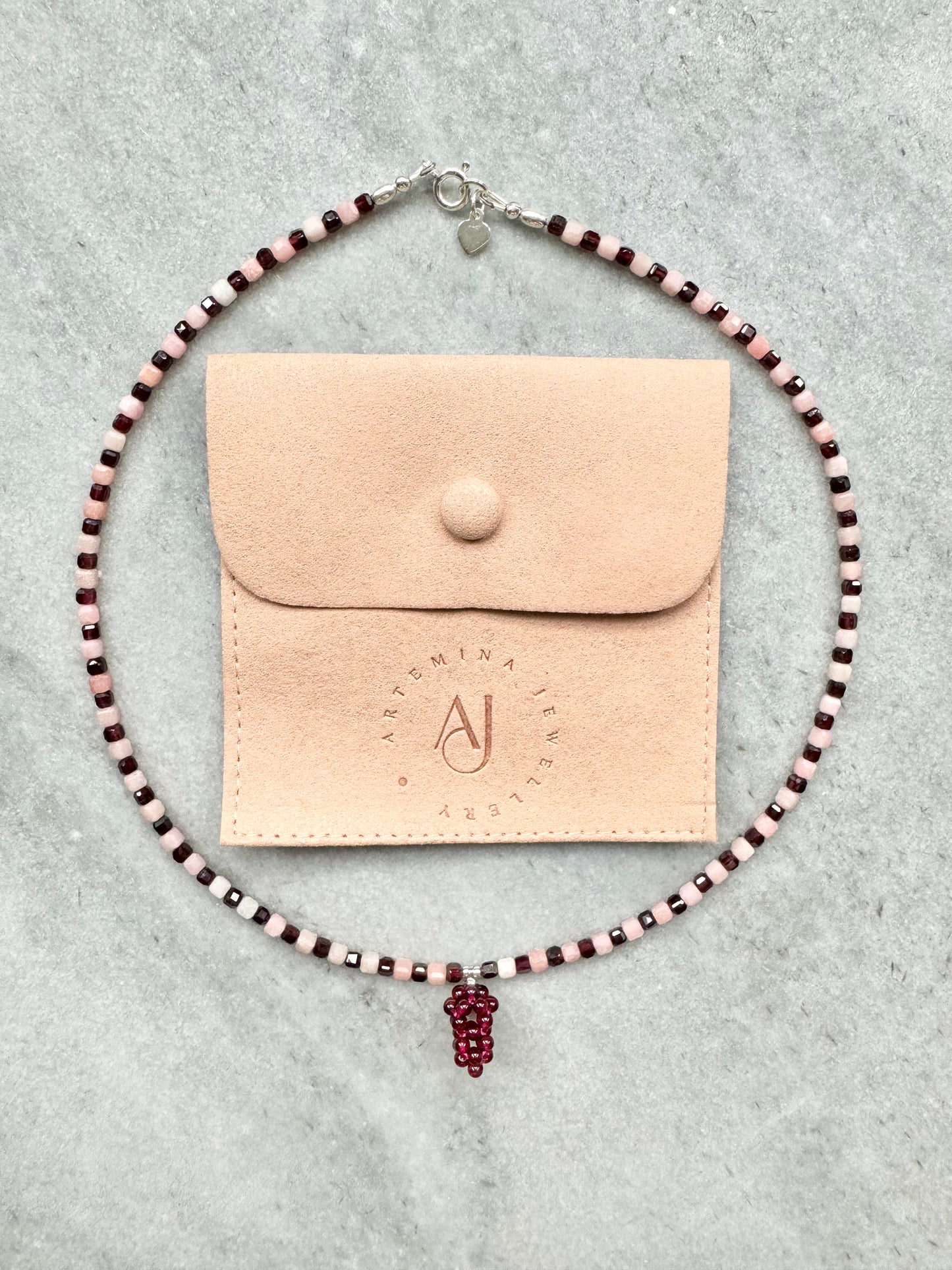 Garnet & Pink Opal Fruit Necklace