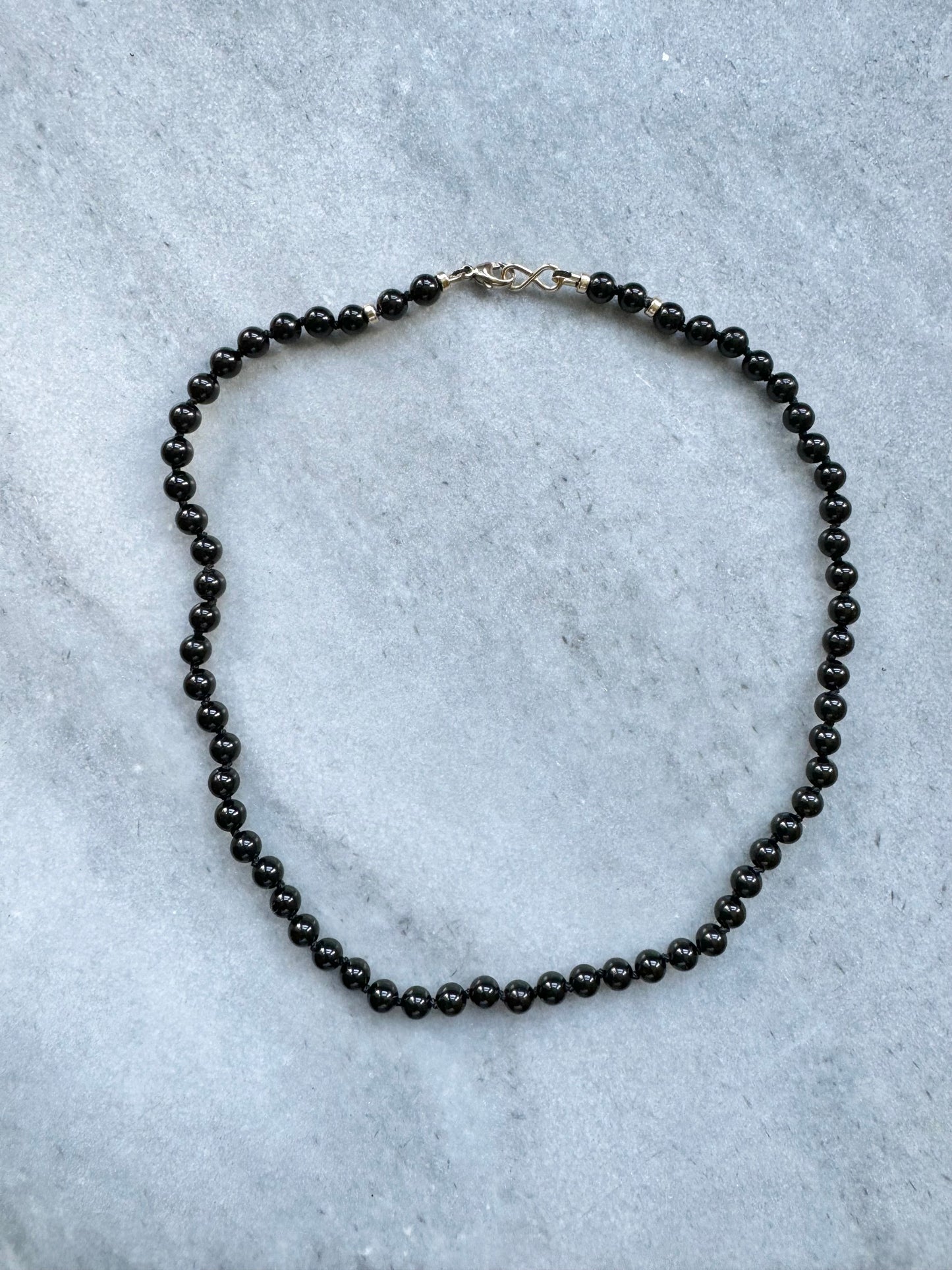 Black Tourmaline Hand Knotted Necklace