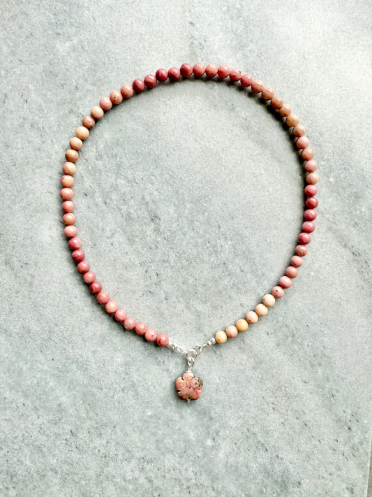 Pink Rhodonite Beaded Necklace