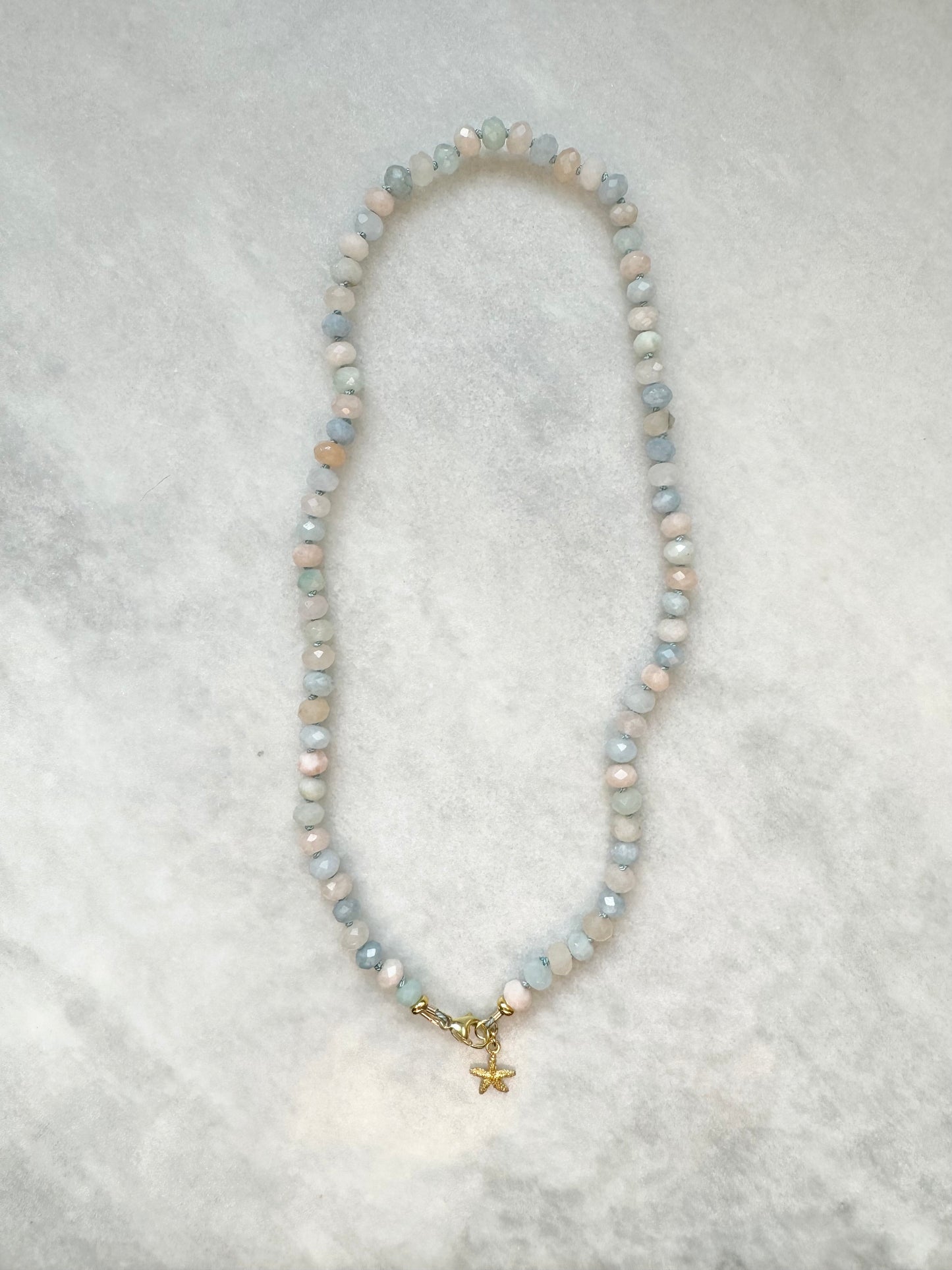 Morganite & Aquamarine Hand Knotted Necklace