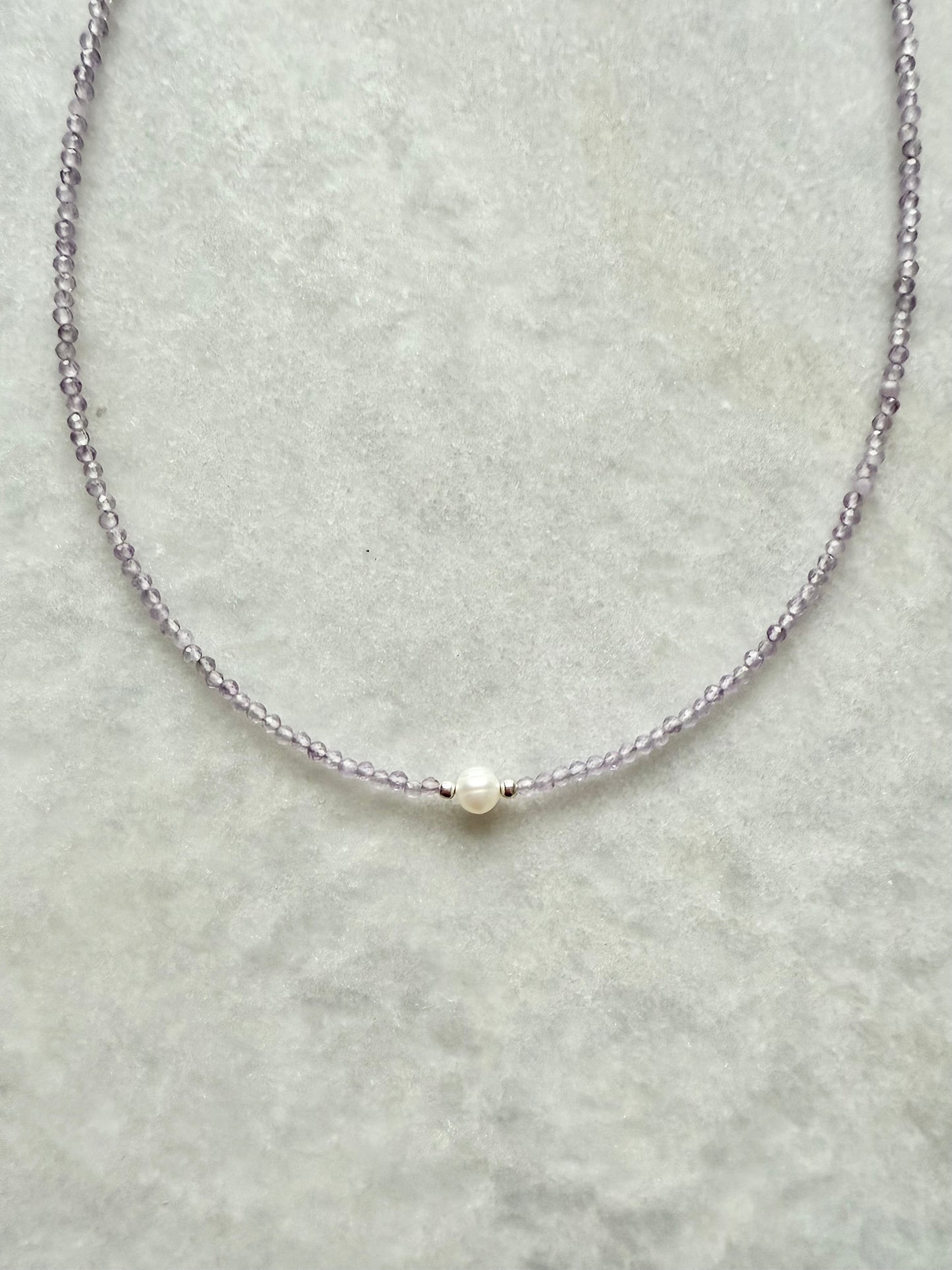 Dainty Amethyst Silver Necklace