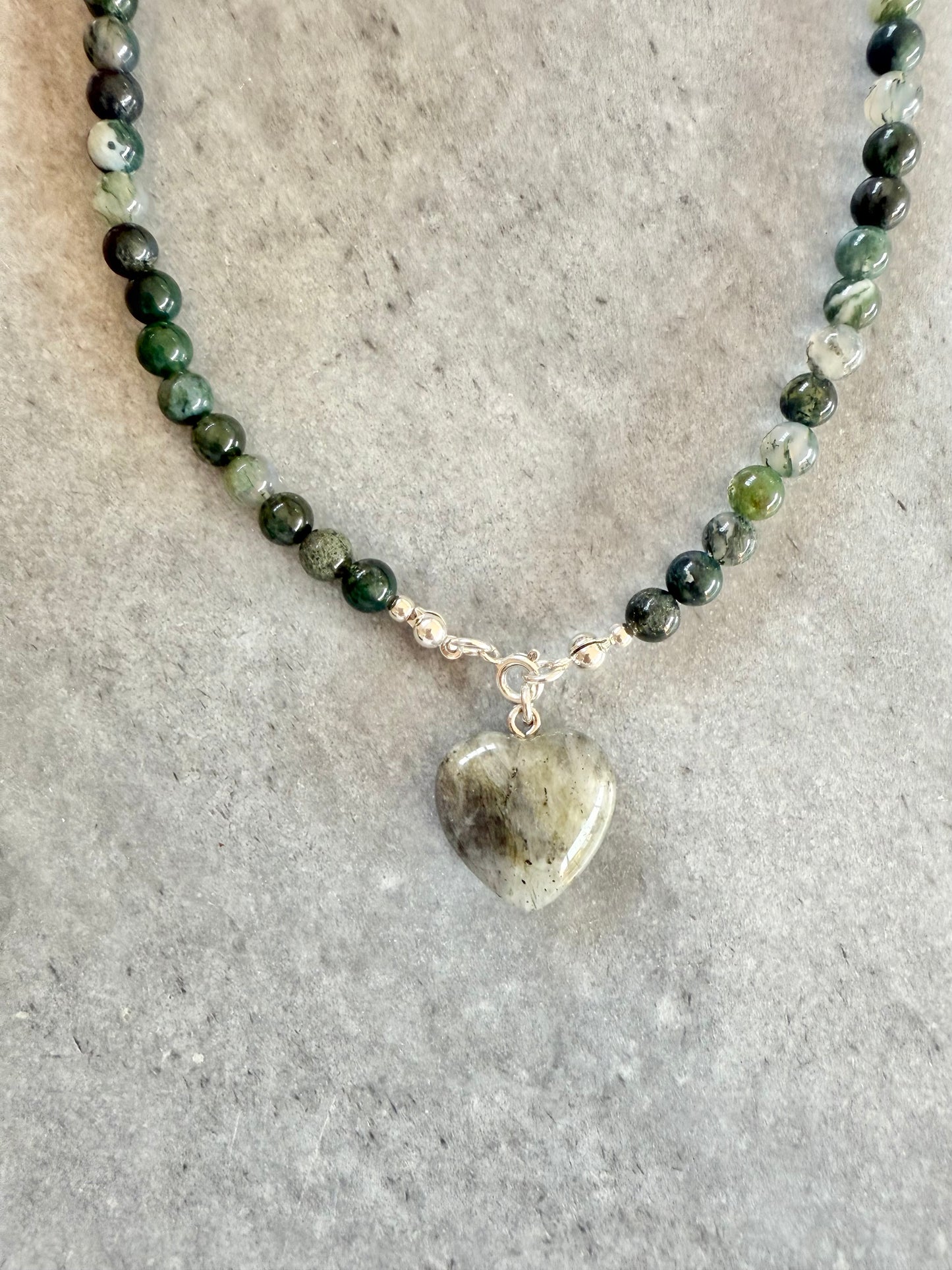 Moss Agate Beaded Necklace
