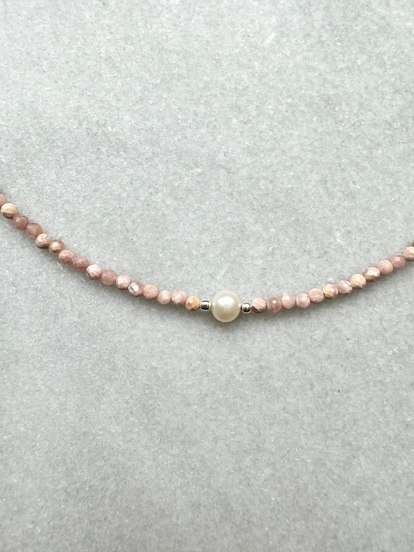 Dainty Rhodochrosite Silver Necklace