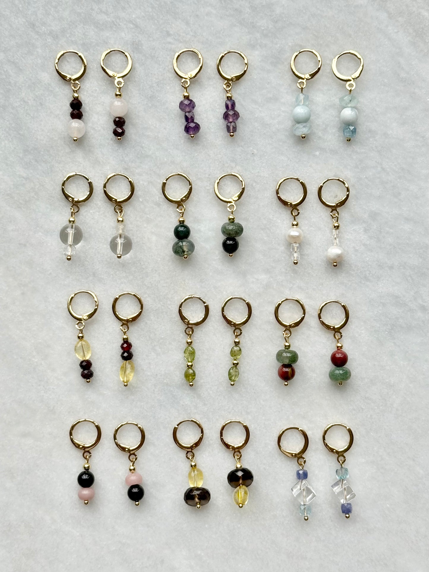 Birthstone Earrings | Natural Gemstone Huggie Hoops