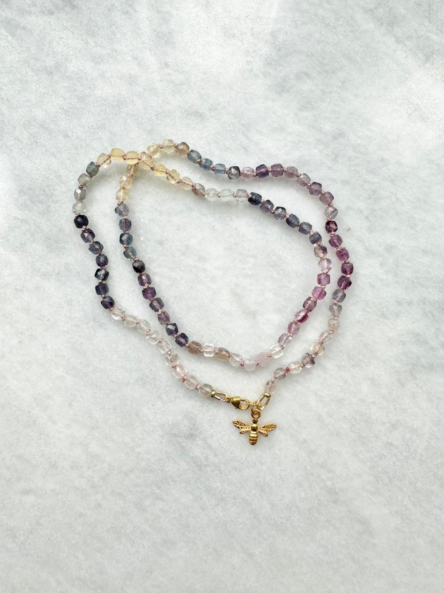 Golden Bee Pastel Fluorite Necklace