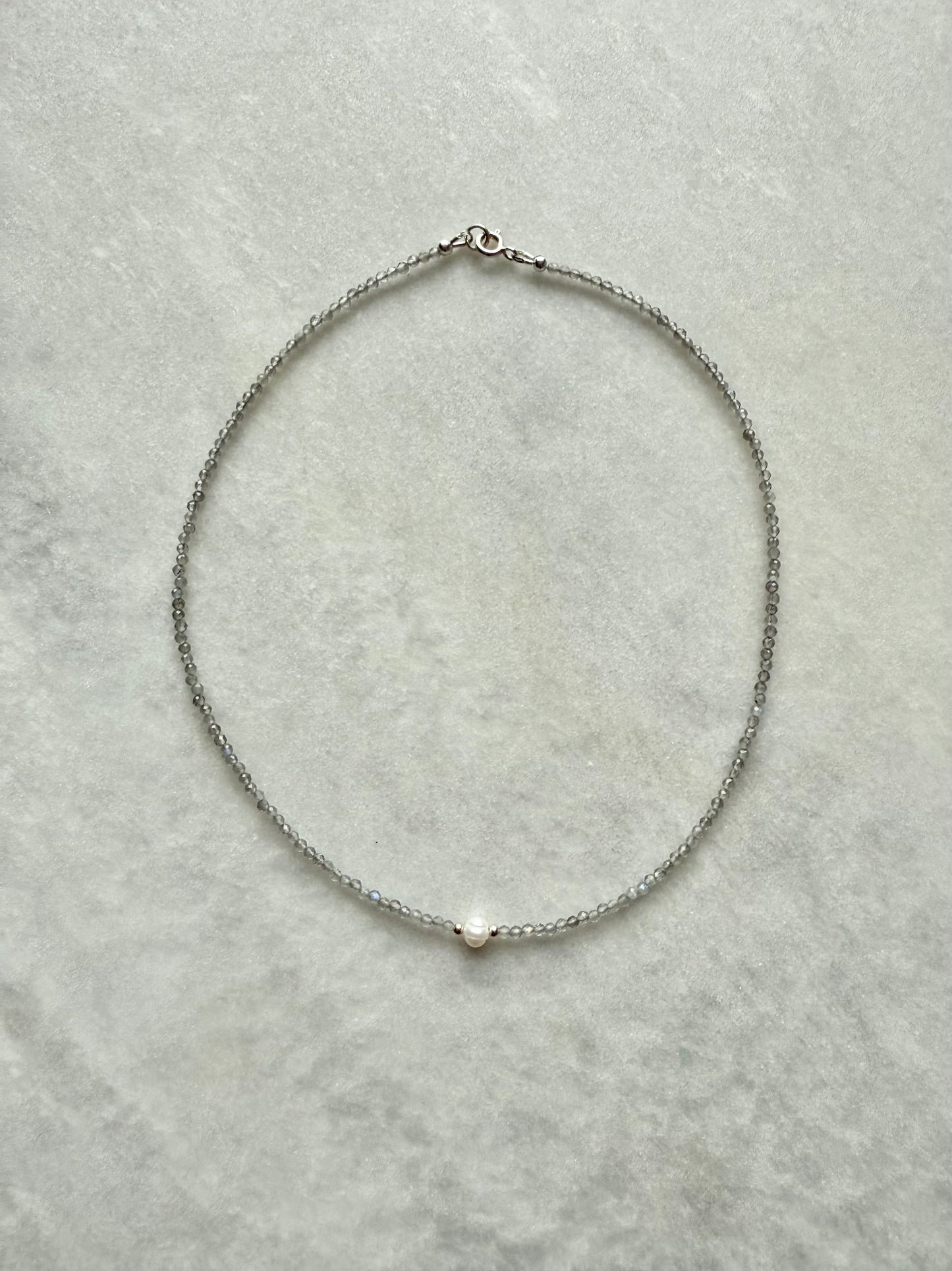 Dainty Labradorite Silver Necklace