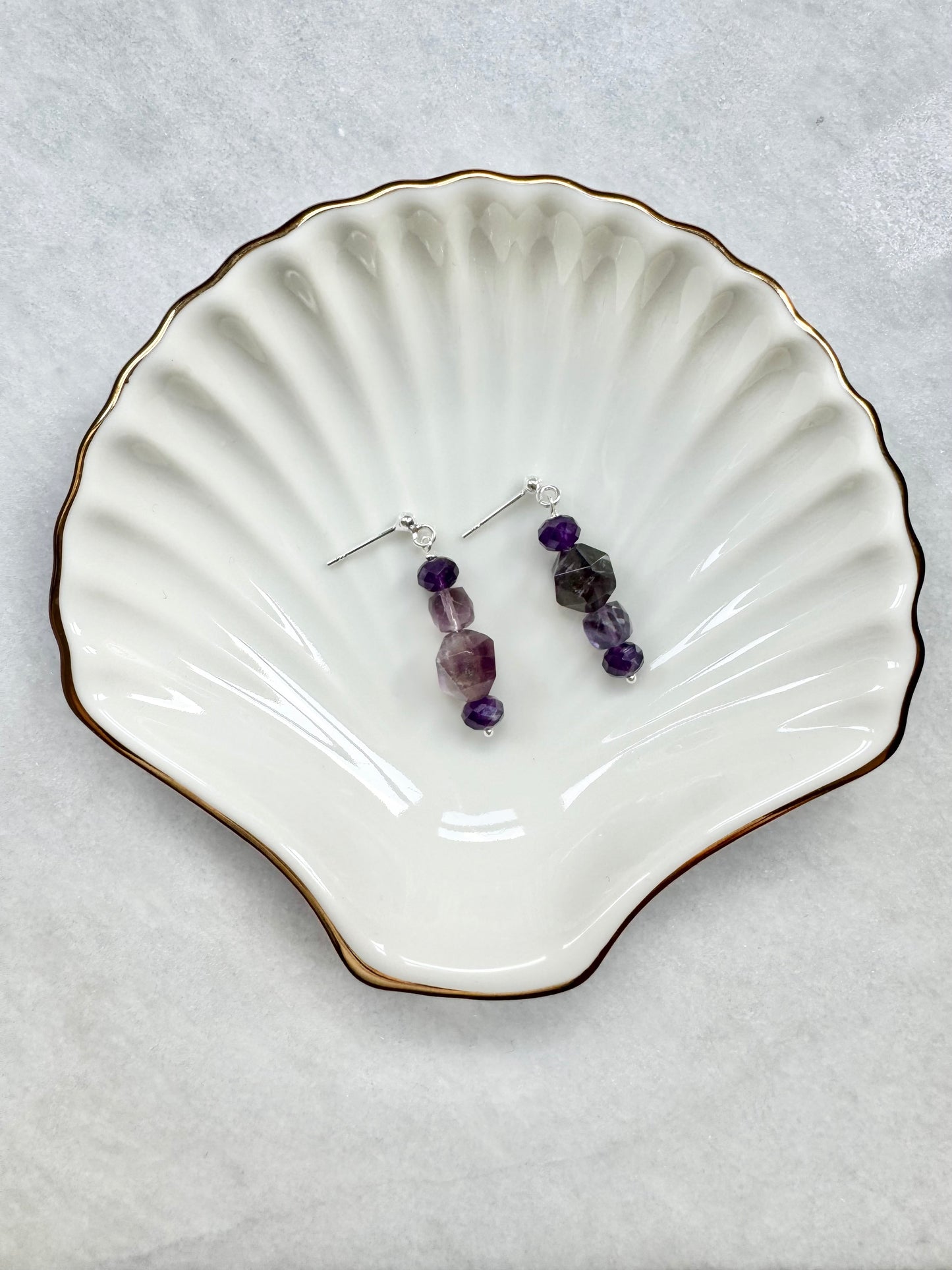 Purple Gemstone Drop Earrings