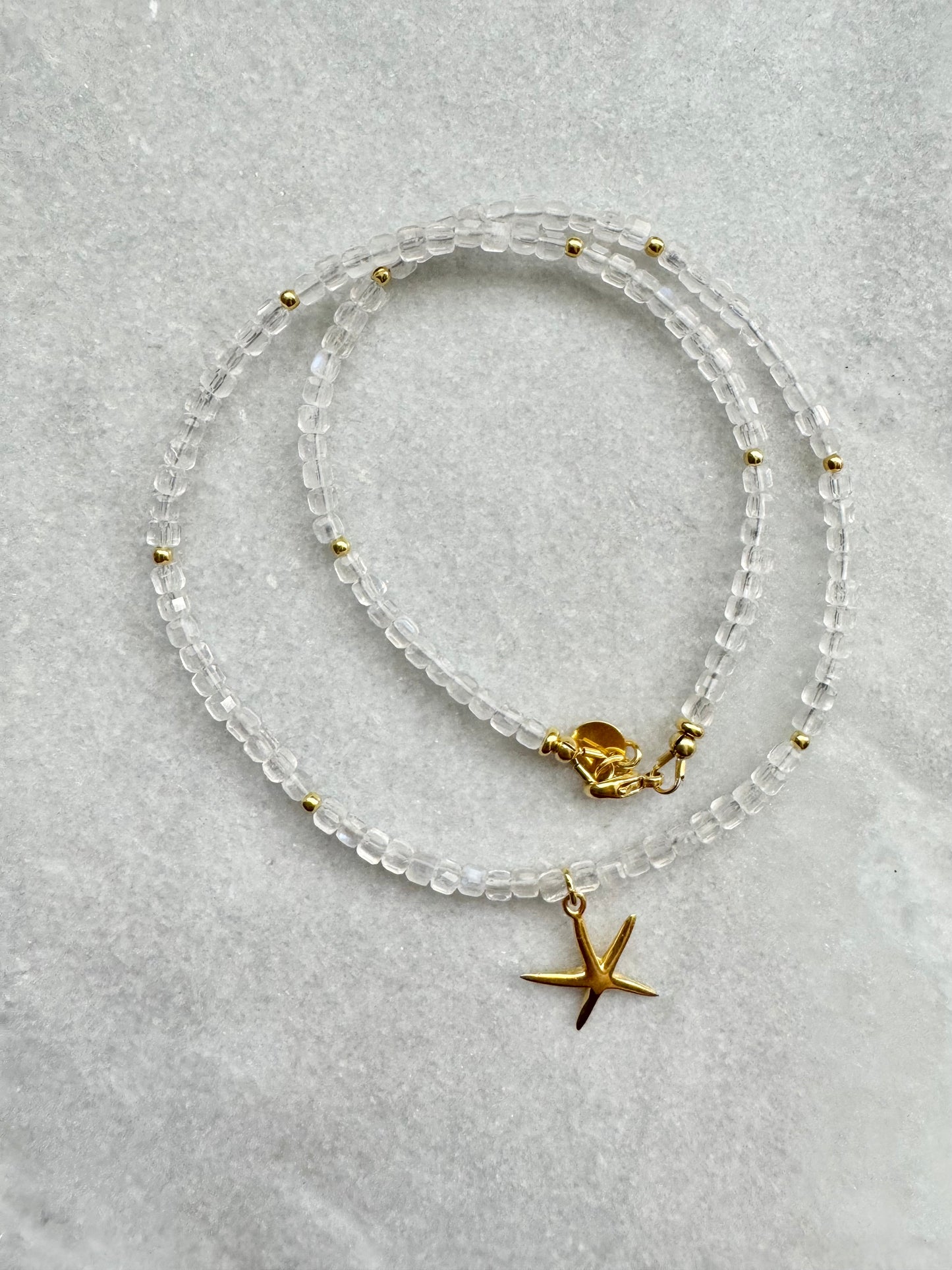 Moonstone Ocean Sparkle Necklace / Gold Vermeil