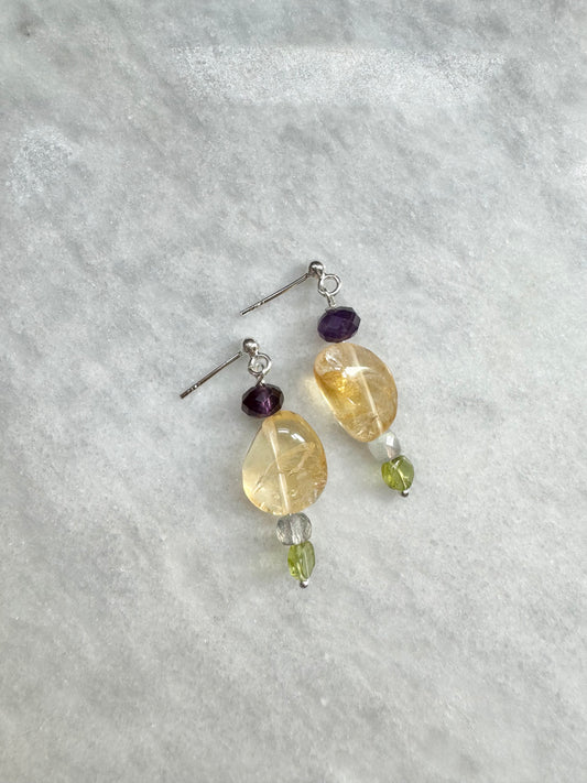 Citrine Gemstone Drop Earrings