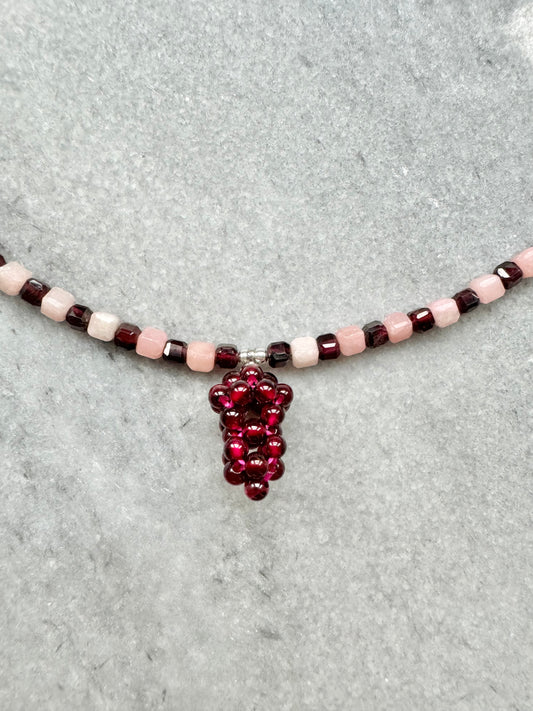 Garnet & Pink Opal Fruit Necklace