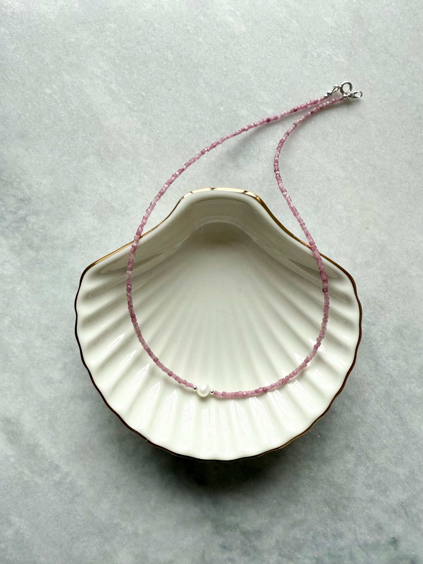 Dainty Pink Tourmaline Necklace