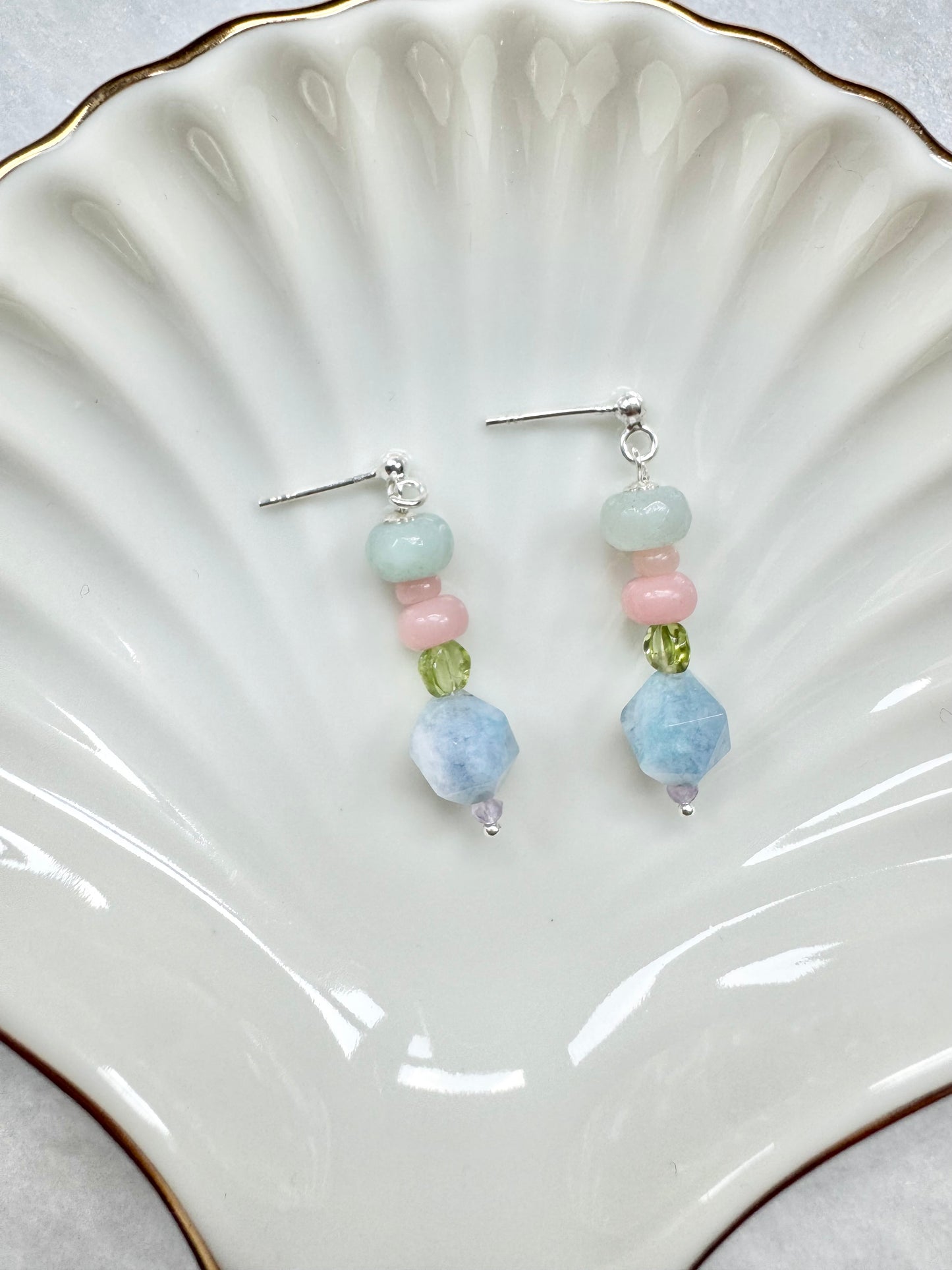 Multi Gemstone Drop Earrings