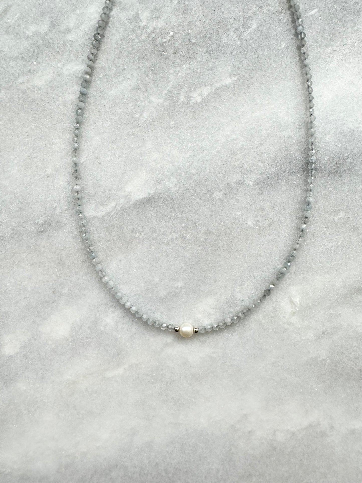 Dainty Aquamarine Silver Necklace