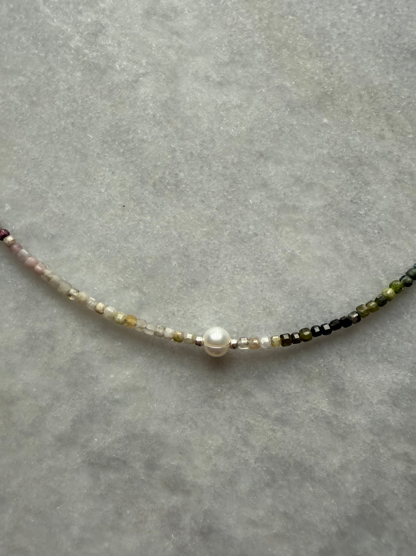 Watermelon Tourmaline Silver Necklace