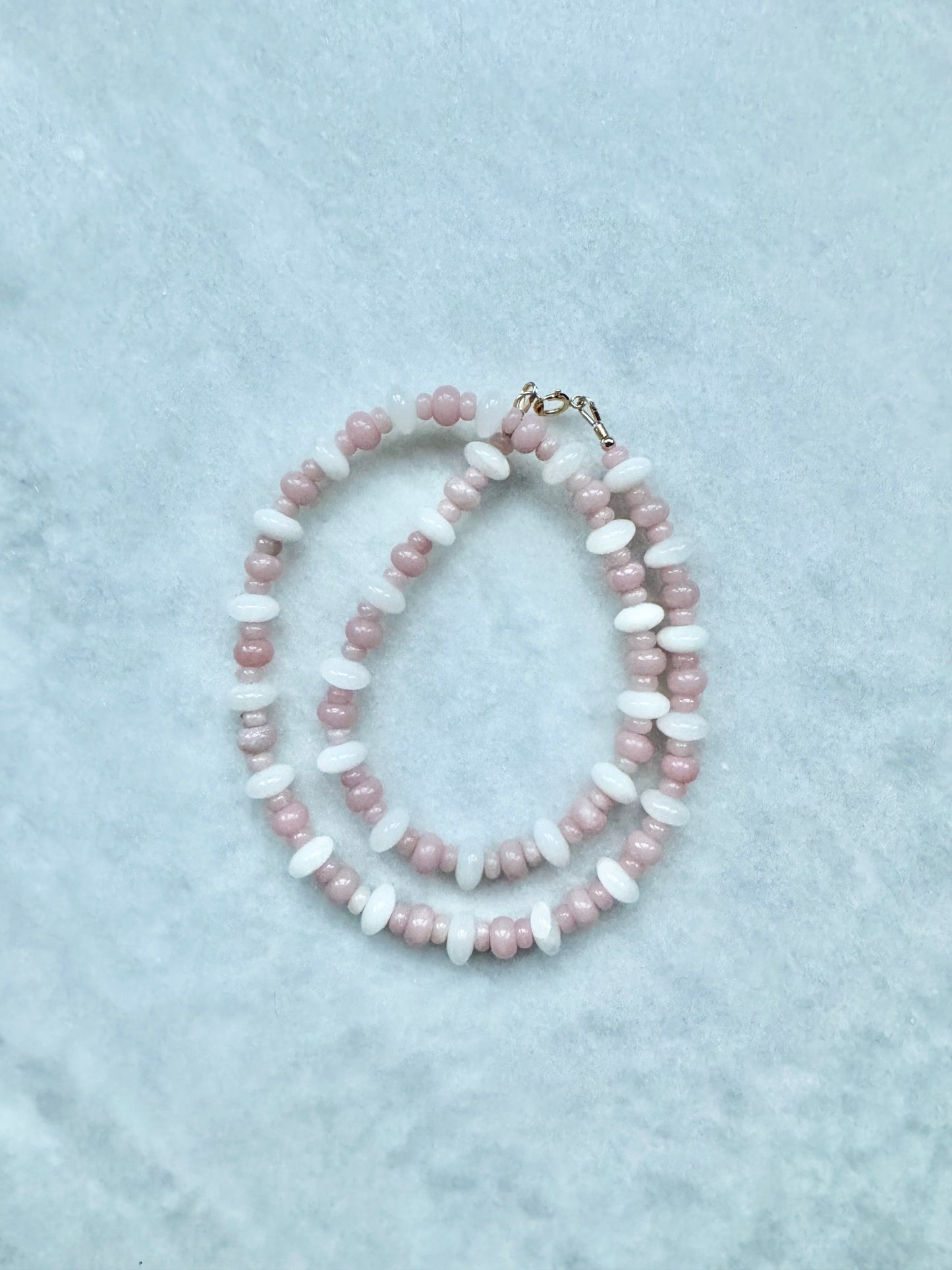 Pink Opal & Jade Necklace