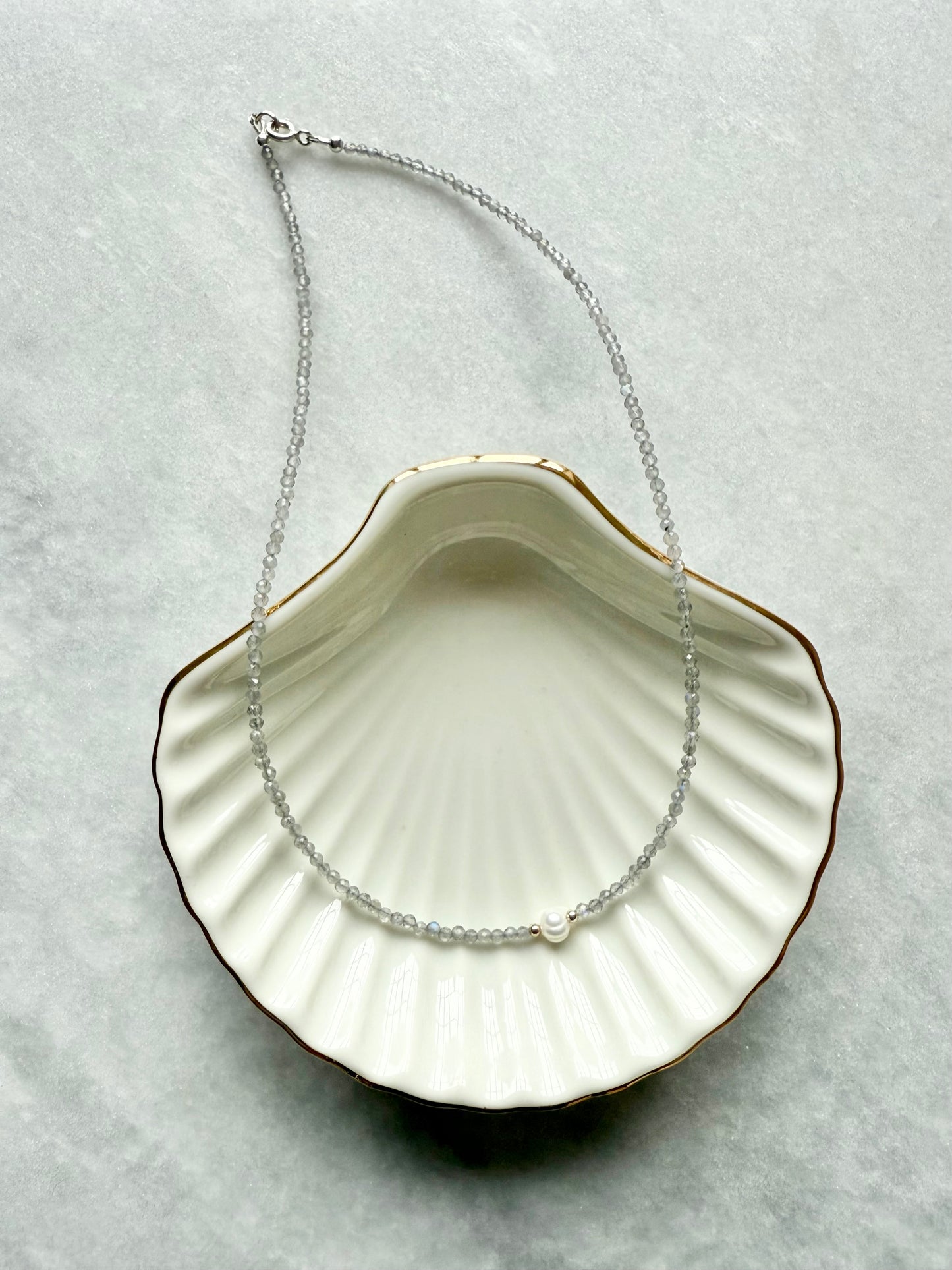 Dainty Labradorite Silver Necklace