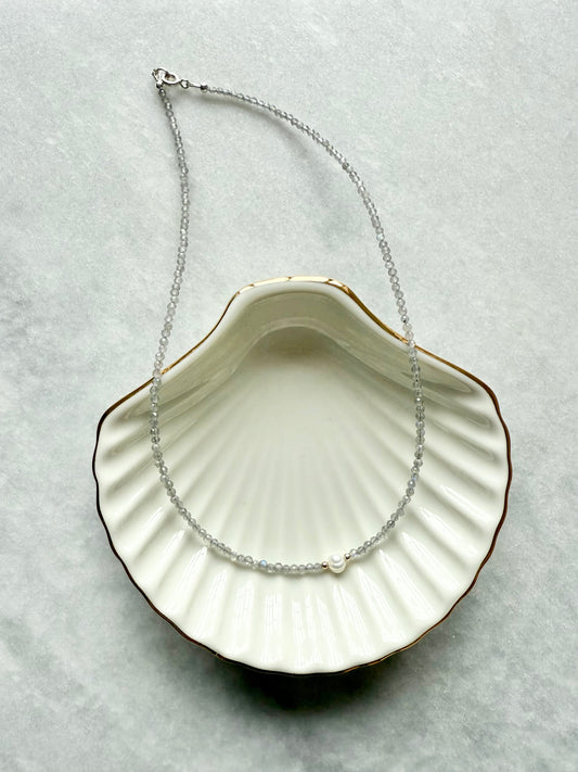 Zierliche Labradorit-Silberkette