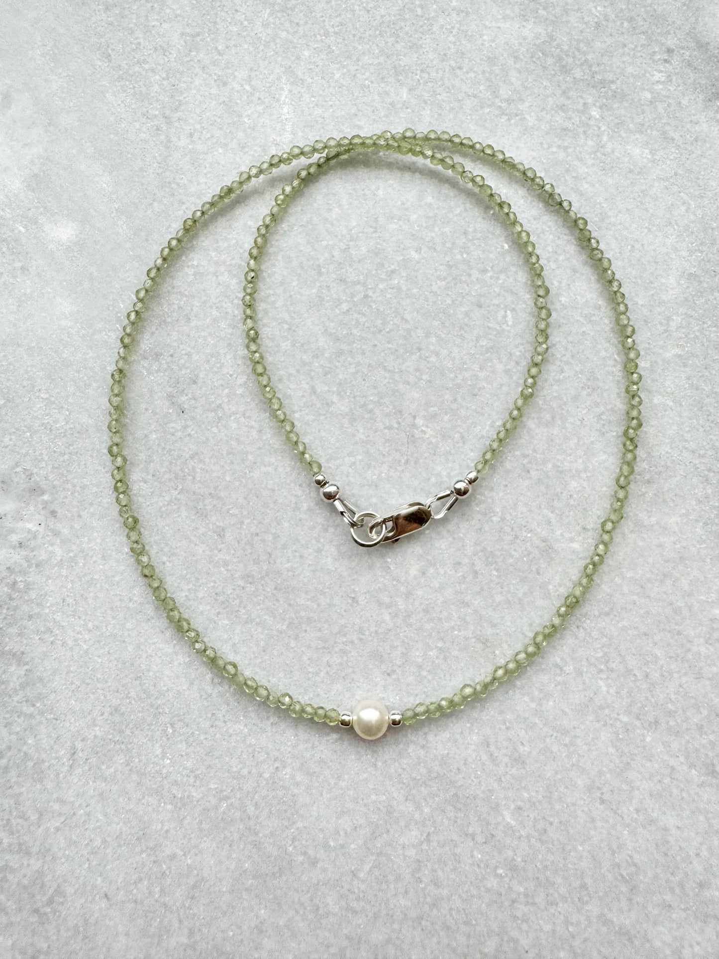 Dainty Peridot Silver Necklace