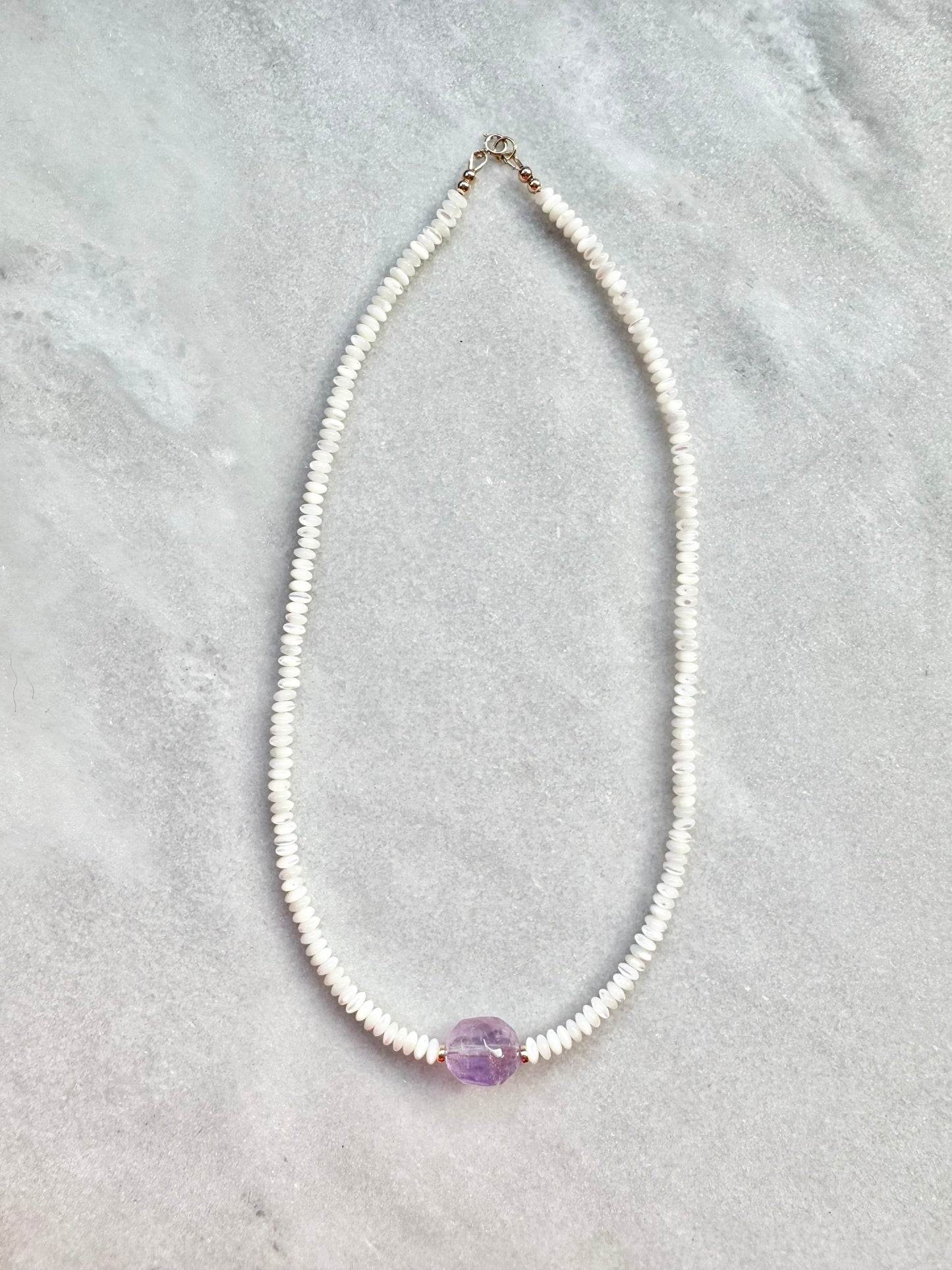 Mother of Pearl & Amethyst Necklace