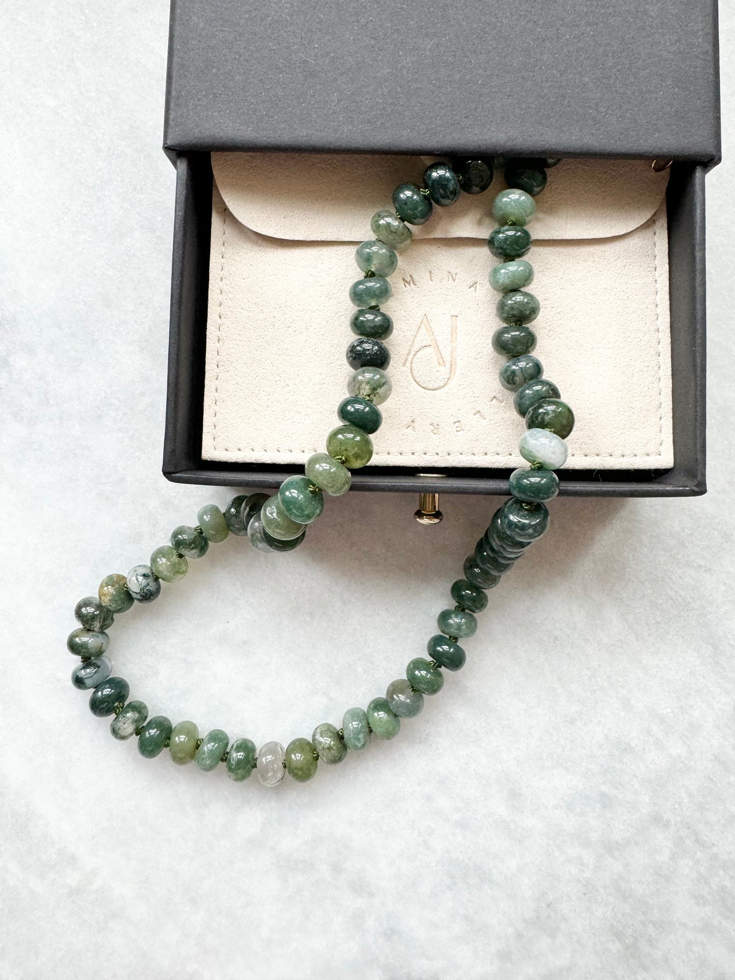 Moss Agate Hand Knotted Necklace