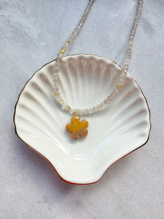 Rutilated Quartz Flower Necklace