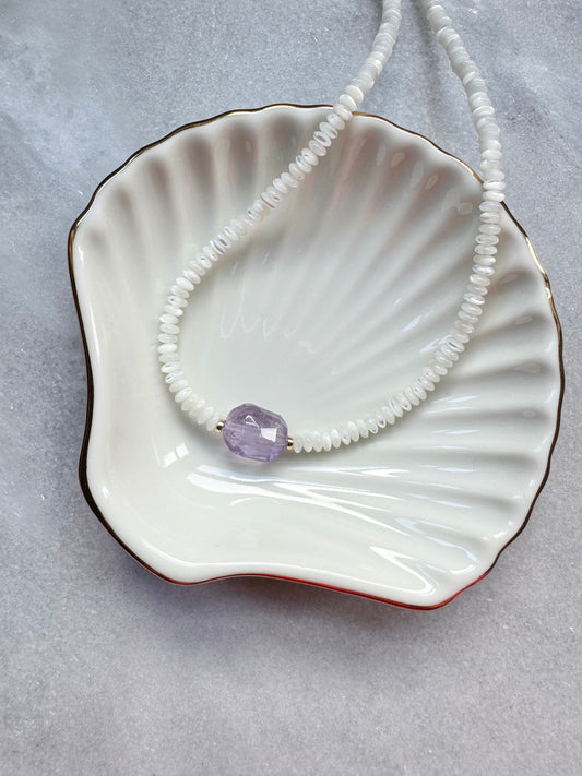 Mother of Pearl & Amethyst Necklace