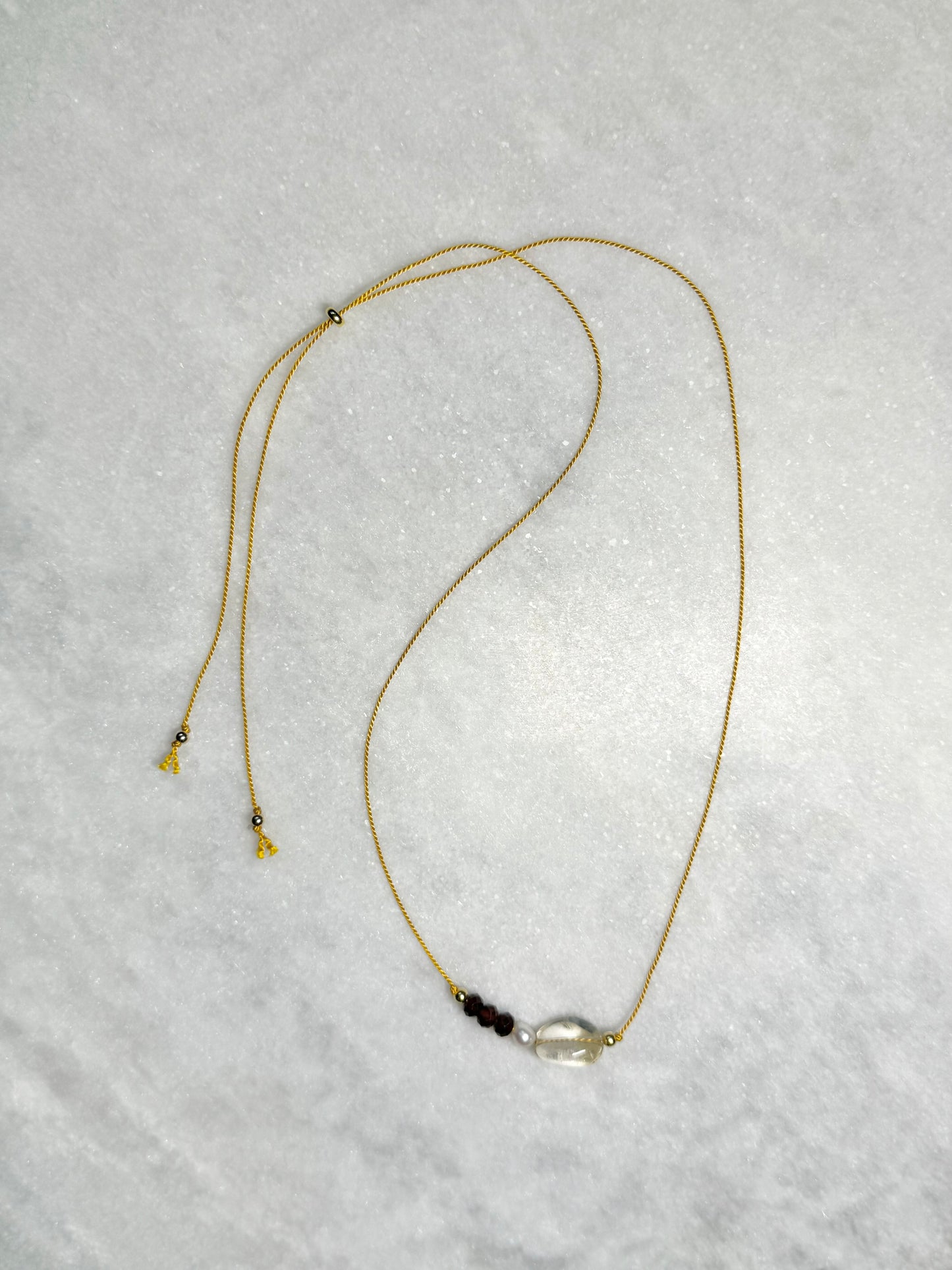 Citrine & Garnet Pendant Necklace - July Birthstone