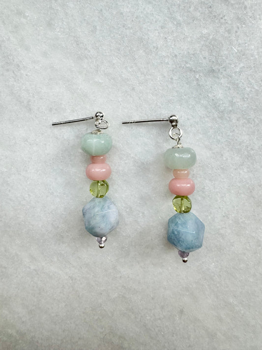 Multi Gemstone Drop Earrings