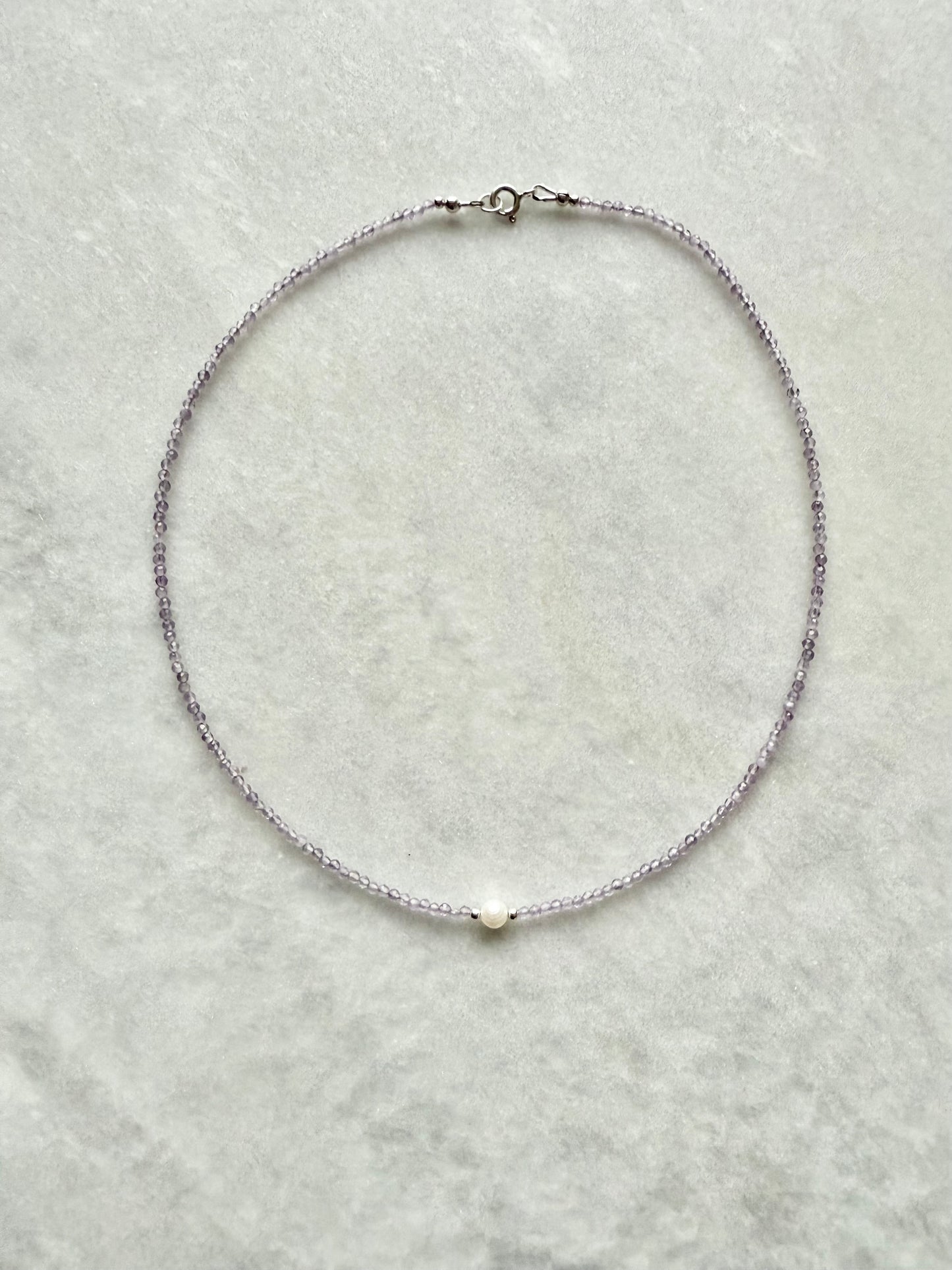 Dainty Amethyst Silver Necklace