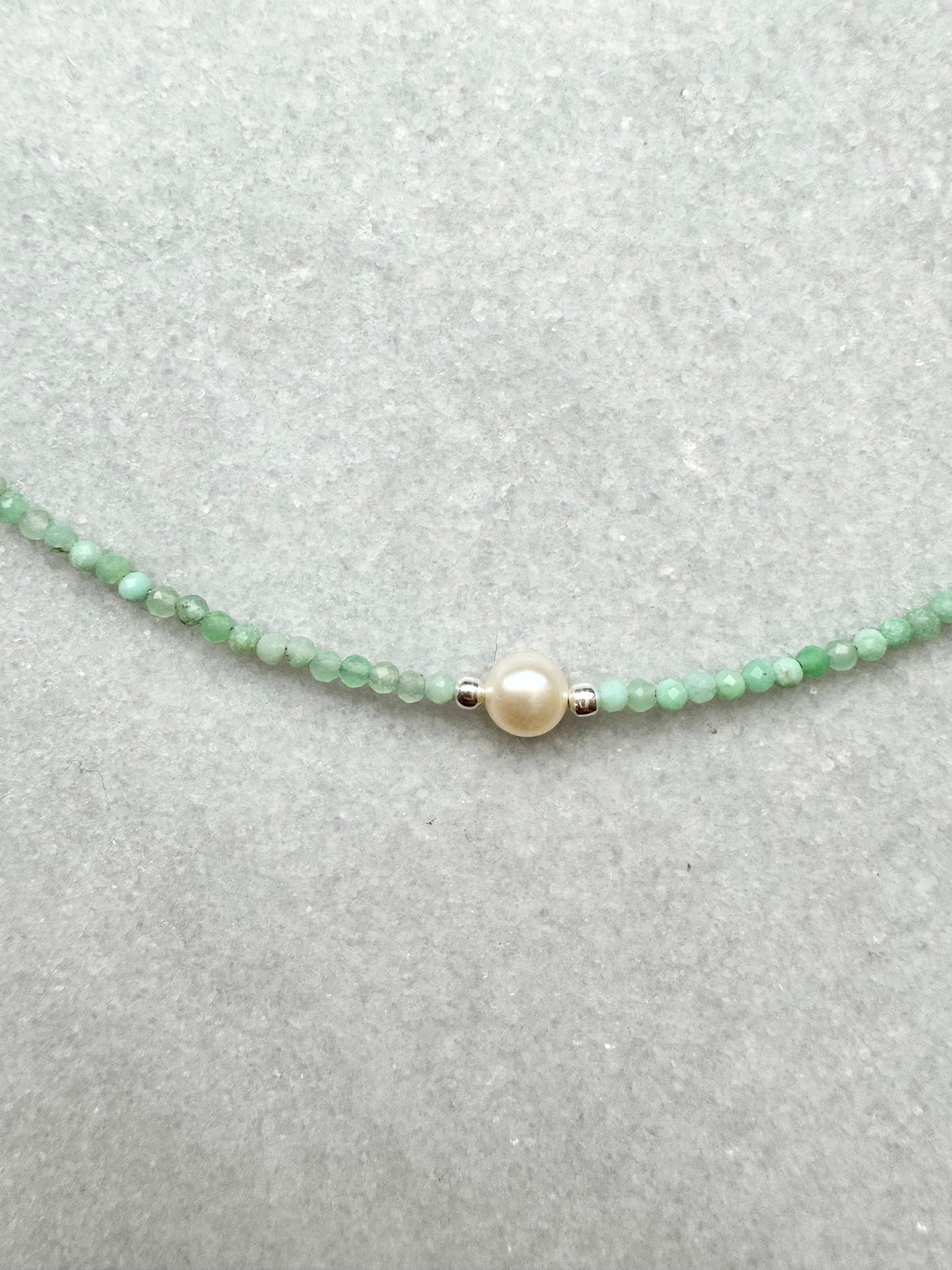 Dainty Chrysoprase Silver Necklace