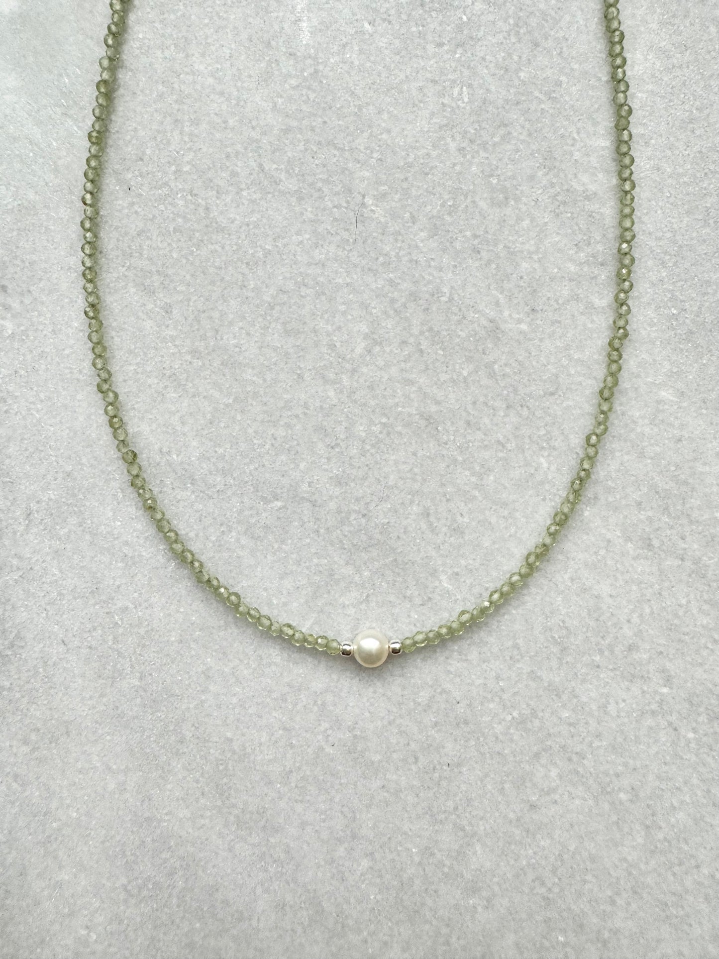 Dainty Peridot Silver Necklace